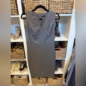 Ann Taylor Sleeveless Gray Sheath Dress with Keyhole